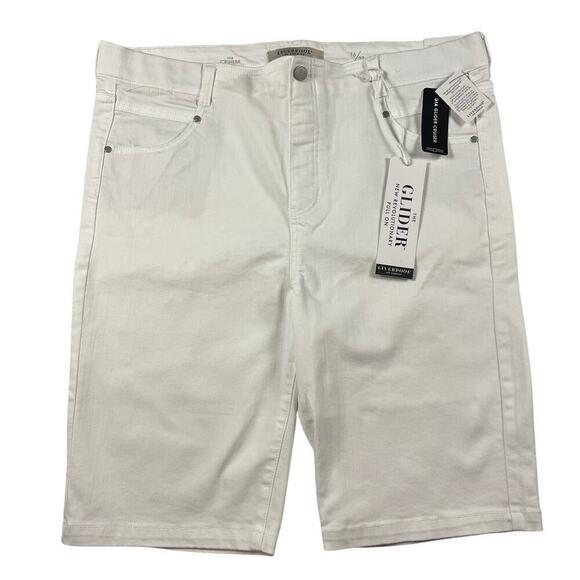 Liverpool Los Angeles Gia Glider Cruiser Pull On White Denim Shorts Size 16/33 - Picture 1 of 8
